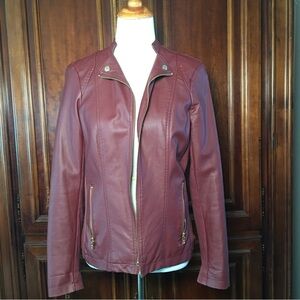 Marc New York Burgundy Faux  leather Zippered bomber jacket Size  Medium
